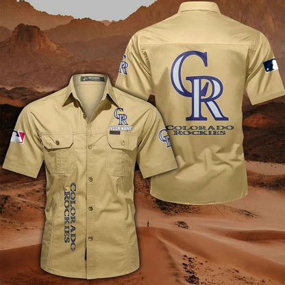 LIMITED EDITION - NEW CUSTOMIZED MLB30 COR COLORADO ROCKIES MEN'S CARGO SHIRT