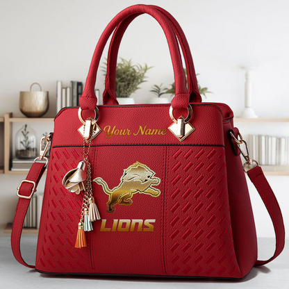 LIMITED EDITION - NEW CUSTOMIZED NFL04 DTL DETROIT LIONS LUXURY HANDBAG IN MULTIPLE COLORS