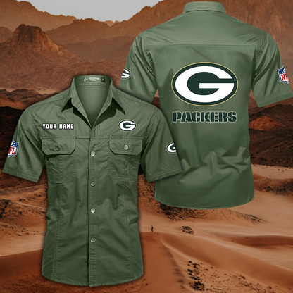 SPECIAL EDITION - NEW CUSTOMIZED NFL08 GBP GREEN BAY PACKERS MUTICOLOR MEN'S CARGO SHIRT