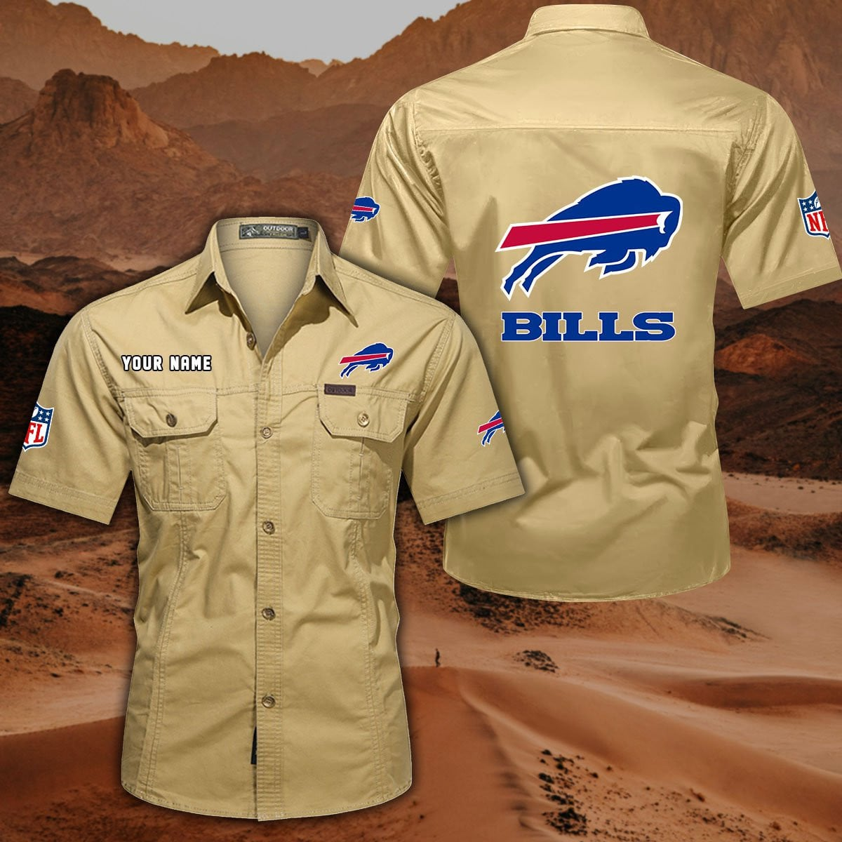 SPECIAL EDITION - NEW CUSTOMIZED NFL03 BFB BUFFALO BILLS MUTICOLOR MEN'S CARGO SHIRT