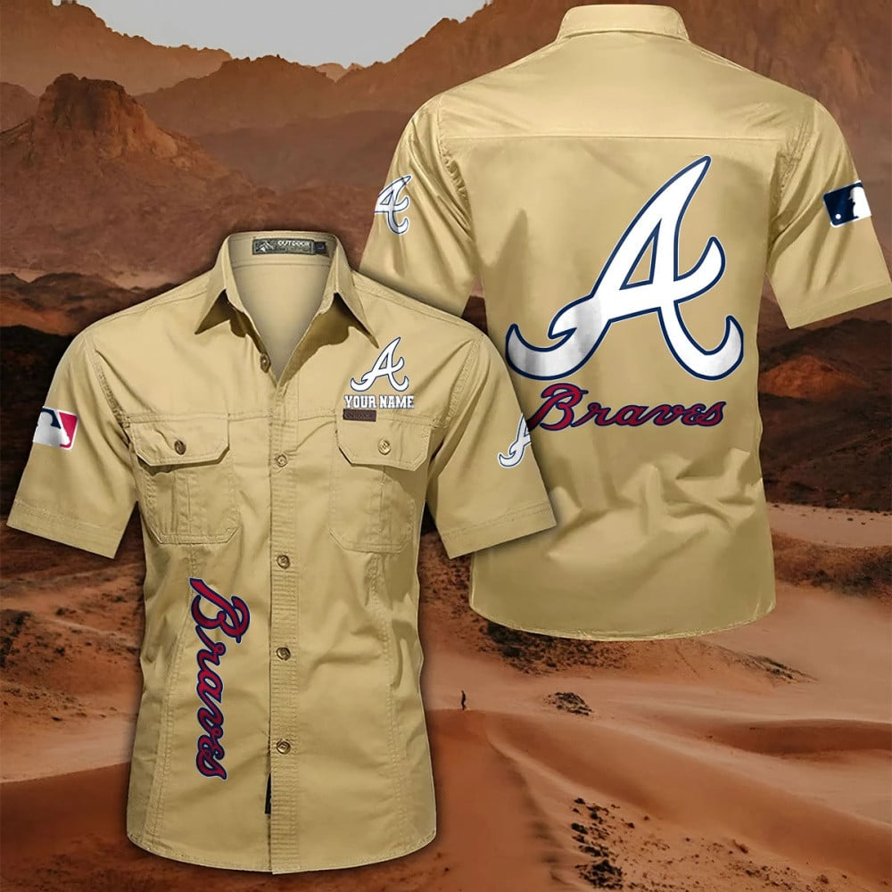 LIMITED EDITION - NEW CUSTOMIZED MLB09 ABS ATLANTA BRAVES MEN'S CARGO SHIRT