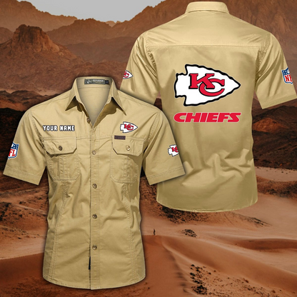 SPECIAL EDITION - NEW CUSTOMIZED NFL01 KCC KANSAS CITY CHIEFS MUTICOLOR MEN'S CARGO SHIRT