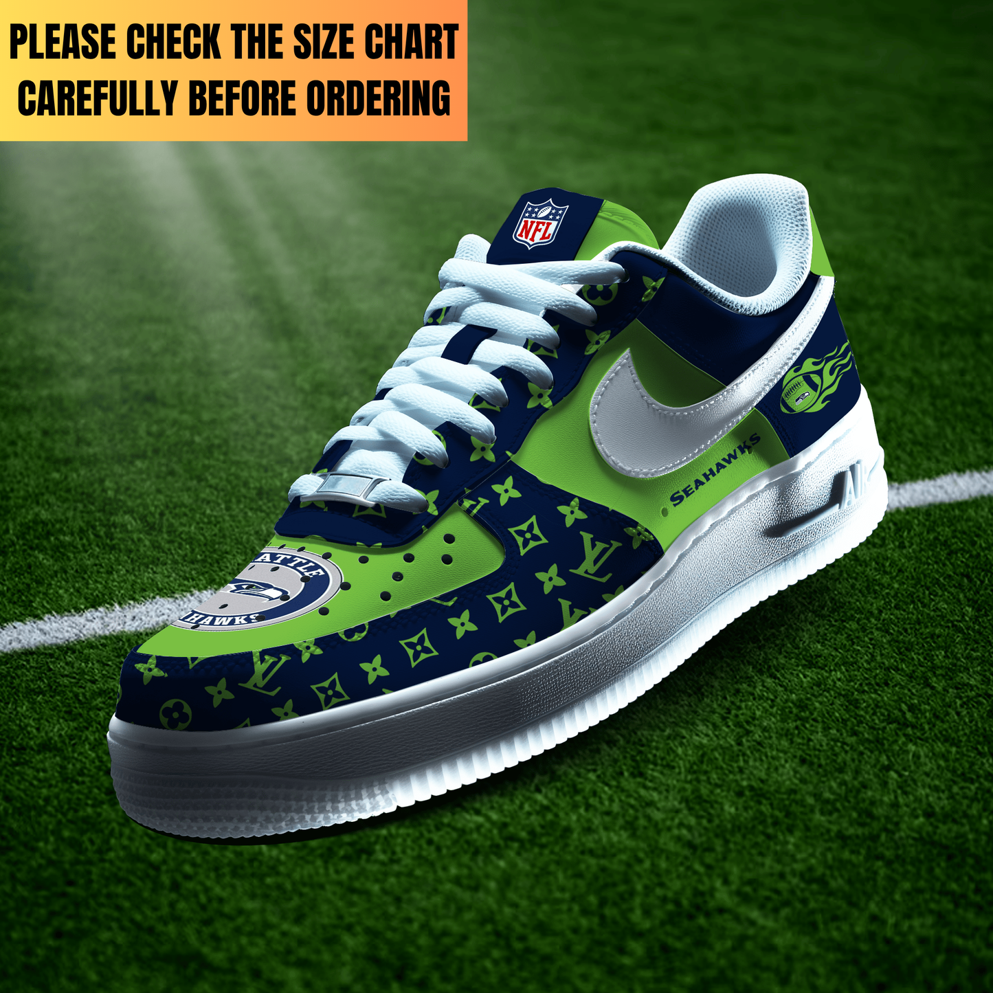LIMITED EDITION - NEW CUSTOMIZED NFL06 SSH SEATTLE SEAHAWKS AF1 SHOES