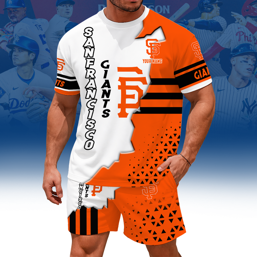 LIMITED EDITION - NEW CUSTOMIZED MLB06 SFG SAN FRANCISCO GIANTS UNISEX T-SHIRT & SHORTS SET