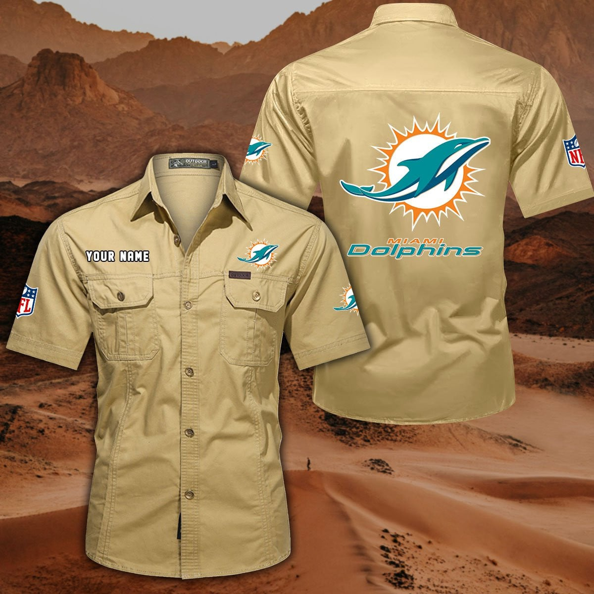 SPECIAL EDITION - NEW CUSTOMIZED NFL19 MDP MIAMI DOLPHINS MUTICOLOR MEN'S CARGO SHIRT