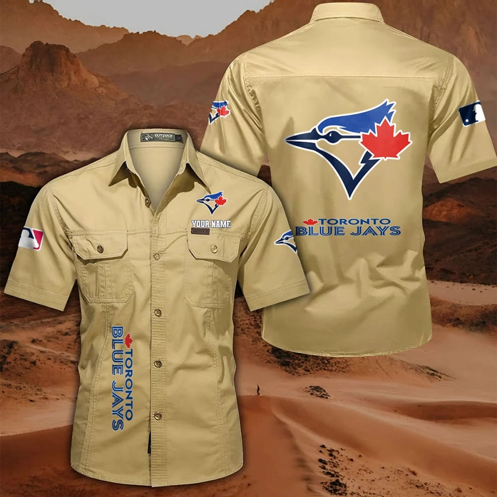 LIMITED EDITION - NEW CUSTOMIZED MLB12 TBJ TORONTO BLUE JAYS MEN'S CARGO SHIRT