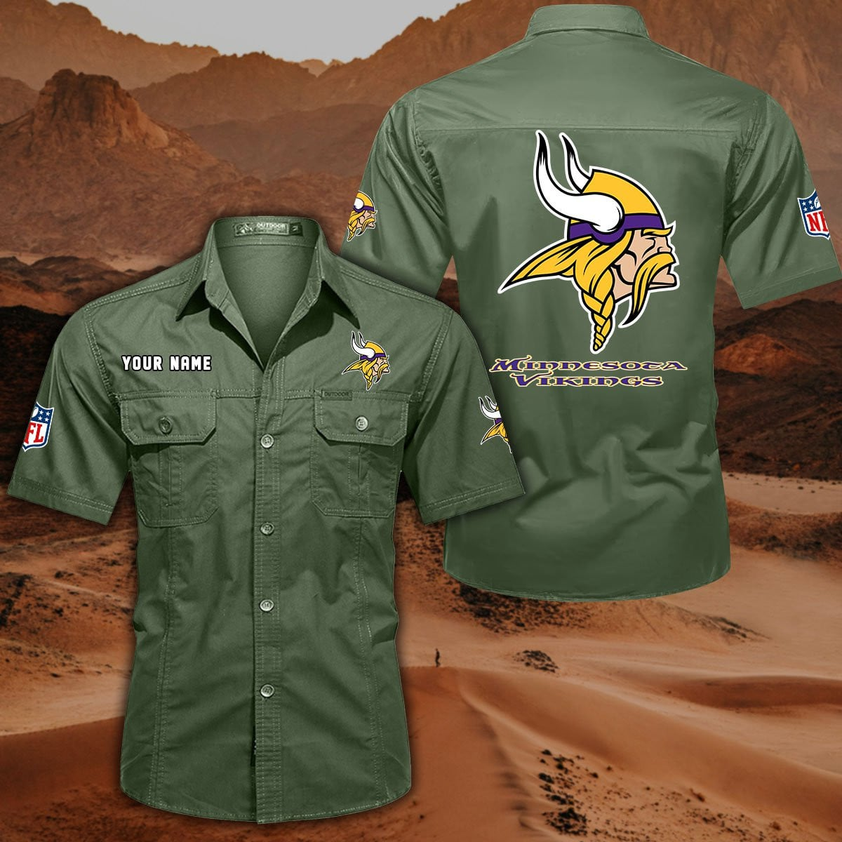 SPECIAL EDITION - NEW CUSTOMIZED NFL05 MVK MINNESOTA VIKINGS MUTICOLOR MEN'S CARGO SHIRT