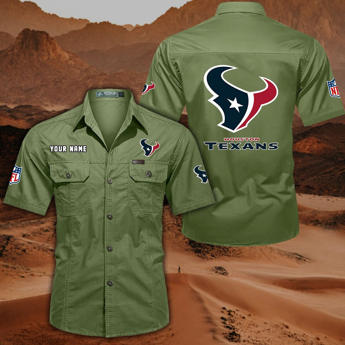 SPECIAL EDITION - NEW CUSTOMIZED NFL15 HTT HOUSTON TEXANS MUTICOLOR MEN'S CARGO SHIRT