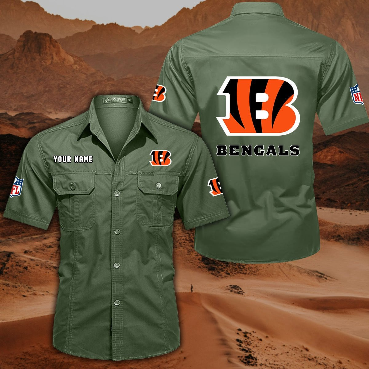 SPECIAL EDITION - NEW CUSTOMIZED NFL16 CCB CINCINNATI BENGALS MUTICOLOR MEN'S CARGO SHIRT