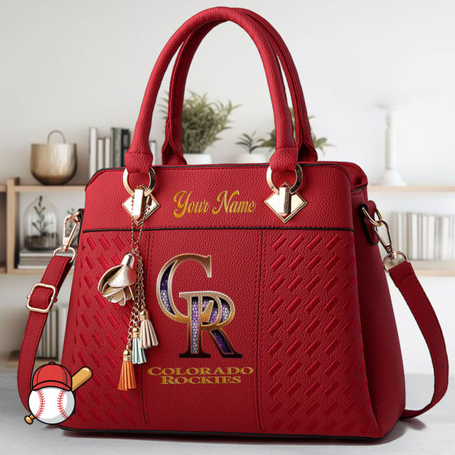 LIMITED EDITION - NEW CUSTOMIZED MLB30 COR COLORADO ROCKIES ZIP HANDBAG MULTICOLOR