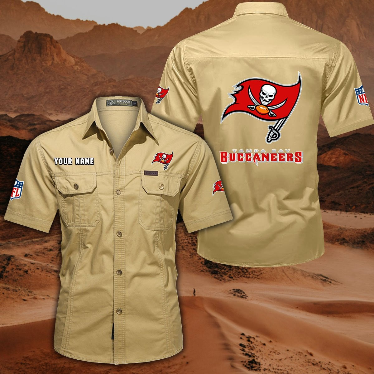 SPECIAL EDITION - NEW CUSTOMIZED NFL10 TBB TAMPA BAY BUCCANEERS MUTICOLOR MEN'S CARGO SHIRT