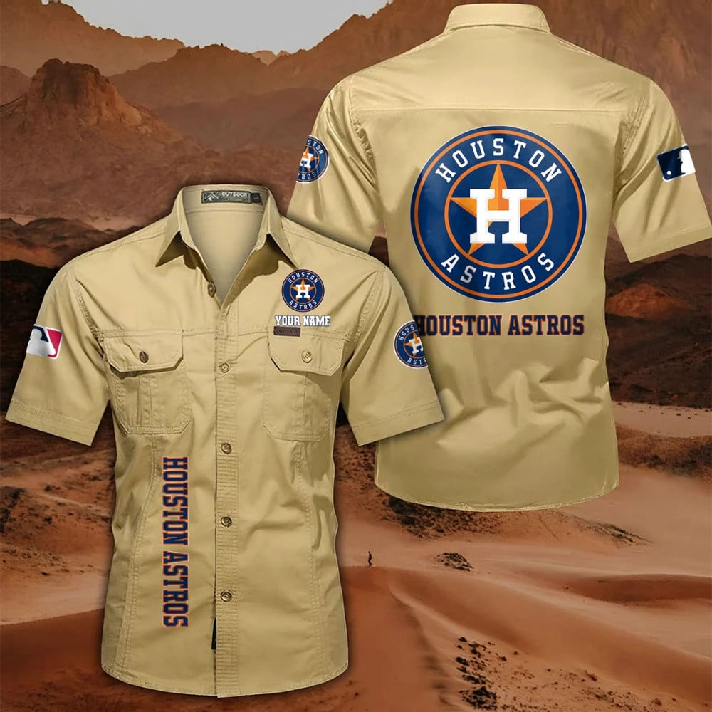 LIMITED EDITION - NEW CUSTOMIZED MLB10 HAS HOUSTON ASTROS MEN'S CARGO SHIRT