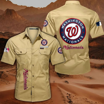 LIMITED EDITION - NEW CUSTOMIZED MLB28 WNS WASHINGTON NATIONALS MEN'S CARGO SHIRT