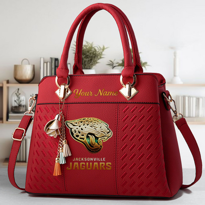 LIMITED EDITION - NEW CUSTOMIZED NFL30 JSJ JACKSONVILLE JAGUARS LUXURY HANDBAG IN MULTIPLE COLORS