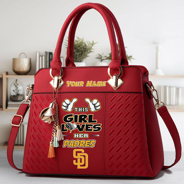 LIMITED EDITION - NEW CUSTOMIZED MLB18 SDP SAN DIEGO PADRES ZIP HANDBAG MULTICOLOR