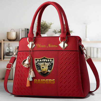 LIMITED EDITION - NEW CUSTOMIZED NFL07 LVR LAS VEGAS RAIDERS LUXURY HANDBAG IN MULTIPLE COLORS