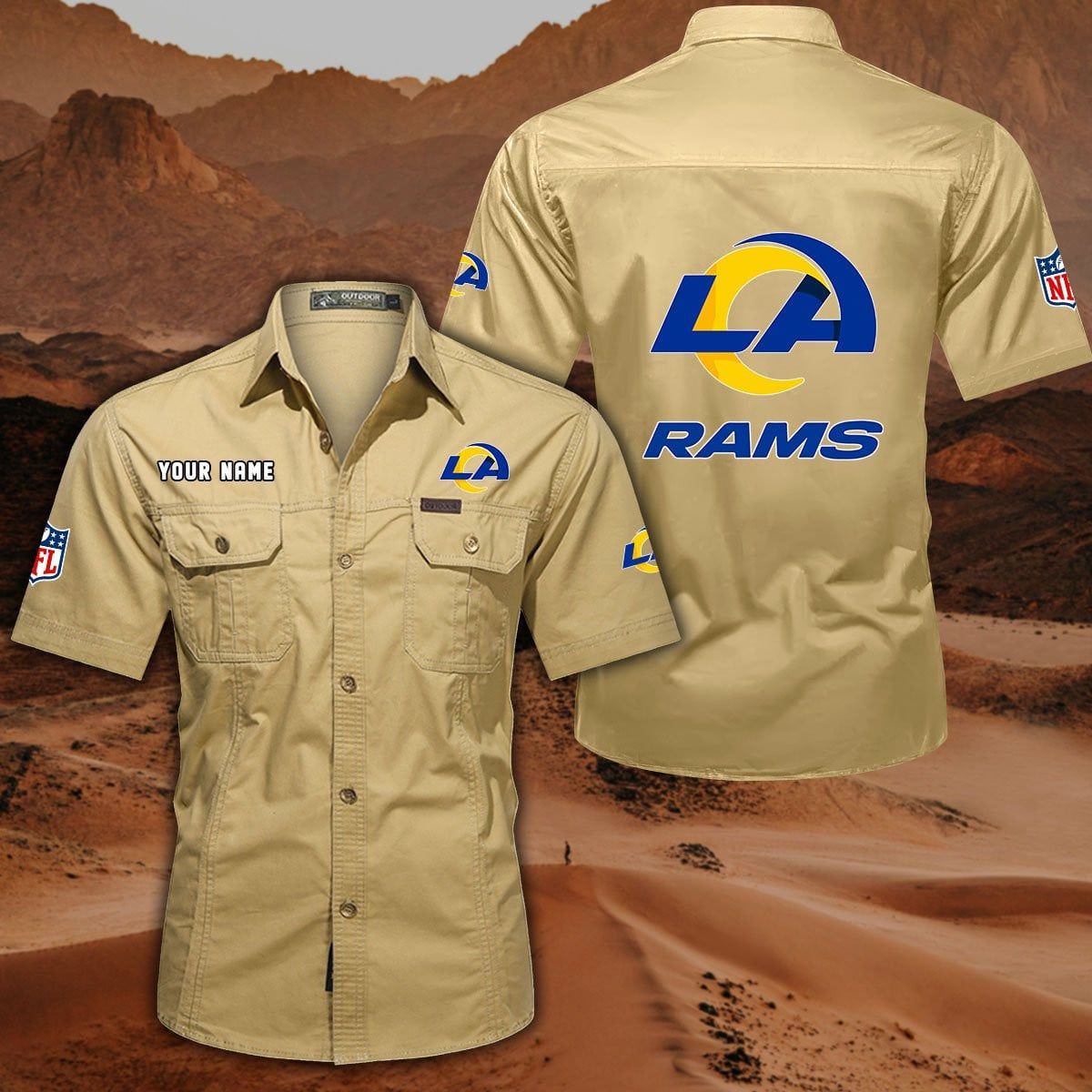 SPECIAL EDITION - NEW CUSTOMIZED NFL22 LAR LOS ANGELES RAMS MUTICOLOR MEN'S CARGO SHIRT