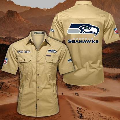 SPECIAL EDITION - NEW CUSTOMIZED NFL06 SSH SEATTLE SEAHAWKS MUTICOLOR MEN'S CARGO SHIRT