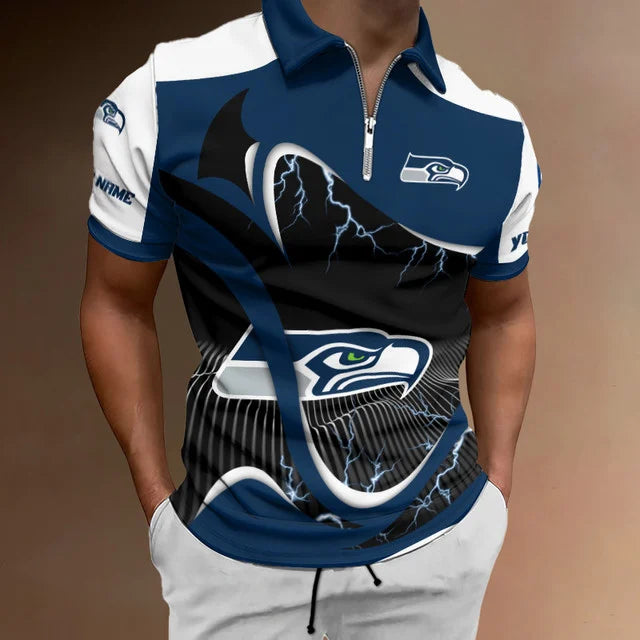 LIMITED EDITION - NEW CUSTOMIZED NFL06 SSH SEATTLE SEAHAWKS ZIP POLO SHIRT