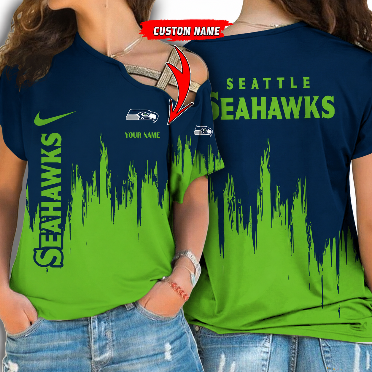 [SPECIAL OFFER] NEW CUSTOMIZED NFL06 SSH SEATTLE SEAHAWKS SHOULDER SHIRT