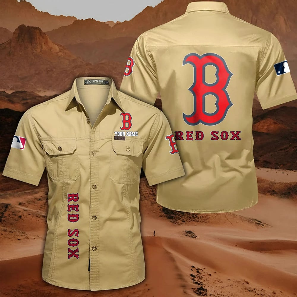 LIMITED EDITION - NEW CUSTOMIZED MLB03 BRS BOSTON RED SOX MEN'S CARGO SHIRT