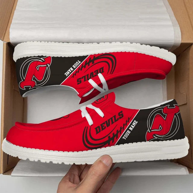 [SUPER SALE] NEW CUSTOMIZED NHL06 NJD NEW JERSEY DEVILS PREMIUM LOAFER SHOES