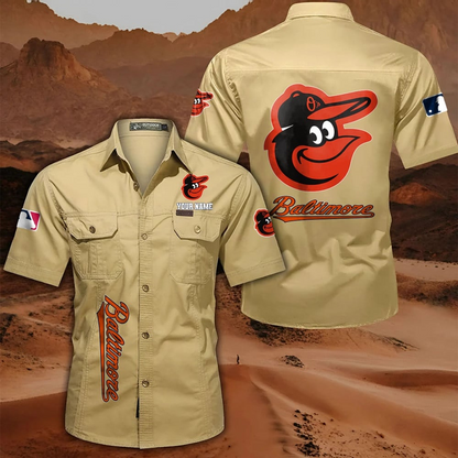 LIMITED EDITION - NEW CUSTOMIZED MLB25 BOS BALTIMORE ORIOLES MEN'S CARGO SHIRT