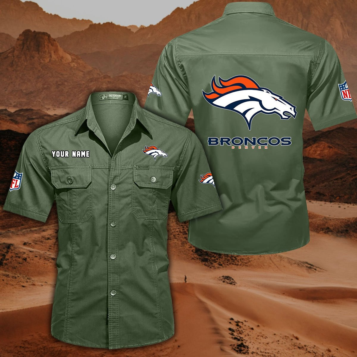 SPECIAL EDITION - NEW CUSTOMIZED NFL13 DVB DENVER BRONCOS MUTICOLOR MEN'S CARGO SHIRT