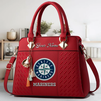 LIMITED EDITION - NEW CUSTOMIZED MLB14 SMS SEATTLE MARINERS ZIP HANDBAG MULTICOLOR