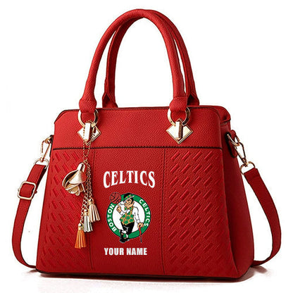 LIMITED EDITION - NEW CUSTOMIZED NBA03 BCE BOSTON CELTICS ZIP HANDBAG MULTICOLOR