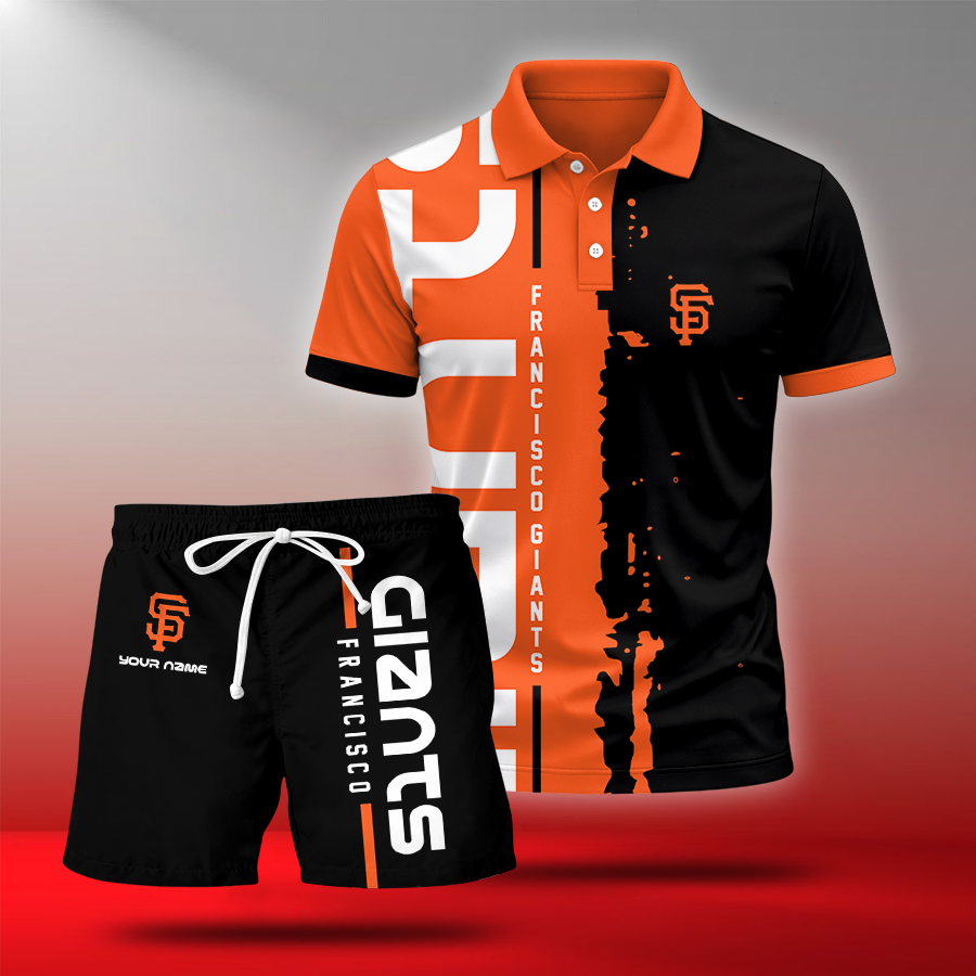 LIMITED EDITION - NEW CUSTOMIZED MLB06 SFG SAN FRANCISCO GIANTS POLO & SHORT PANTS SET