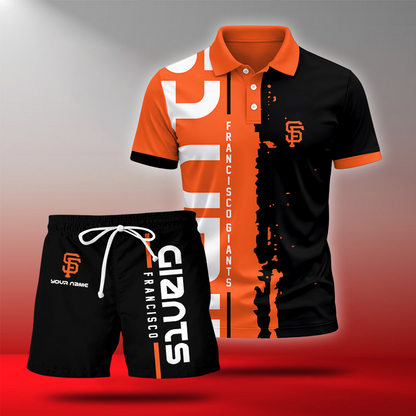 LIMITED EDITION - NEW CUSTOMIZED MLB06 SFG SAN FRANCISCO GIANTS POLO & SHORT PANTS SET