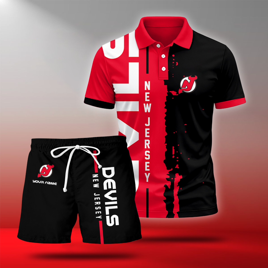 LIMITED EDITION - NEW CUSTOMIZED NHL06 NJD NEW JERSEY DEVILS POLO & SHORT PANTS SET