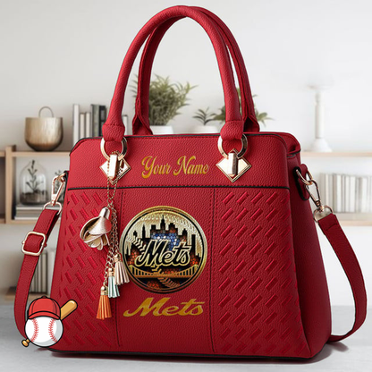 LIMITED EDITION - NEW CUSTOMIZED MLB17 NYM NEW YORK METS ZIP HANDBAG MULTICOLOR