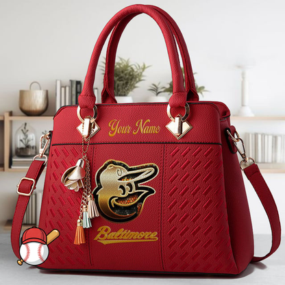 LIMITED EDITION - NEW CUSTOMIZED MLB25 BOS BALTIMORE ORIOLES ZIP HANDBAG MULTICOLOR
