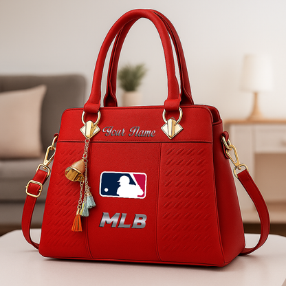 LIMITED EDITION - NEW CUSTOMIZED MLB31 MAJOR LEAGUE BASEBALL ZIP HANDBAG MULTICOLOR