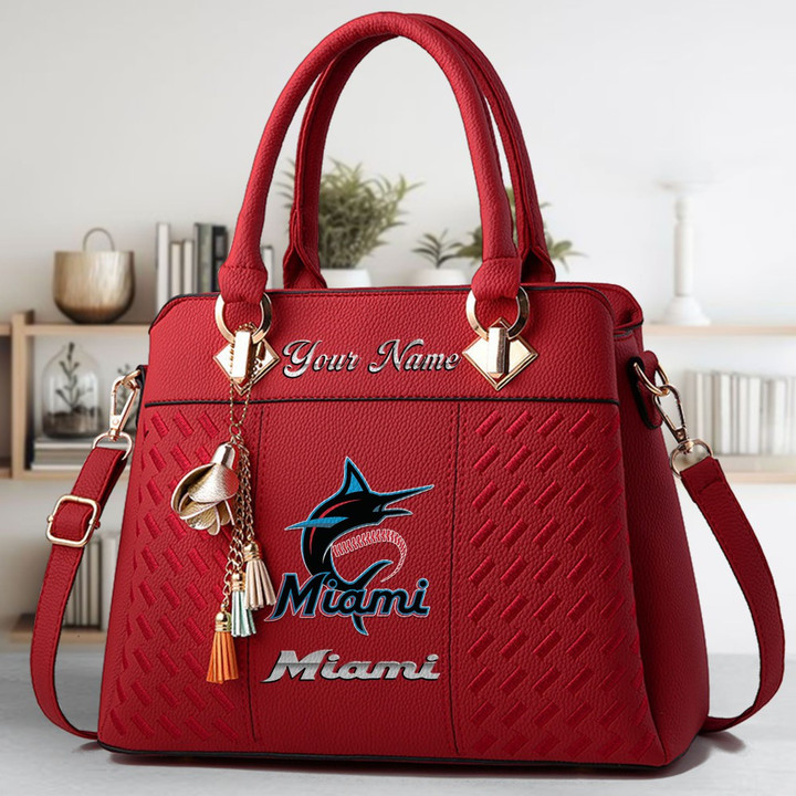 LIMITED EDITION - NEW CUSTOMIZED MLB20 MMS MIAMI MARLINS ZIP HANDBAG MULTICOLOR