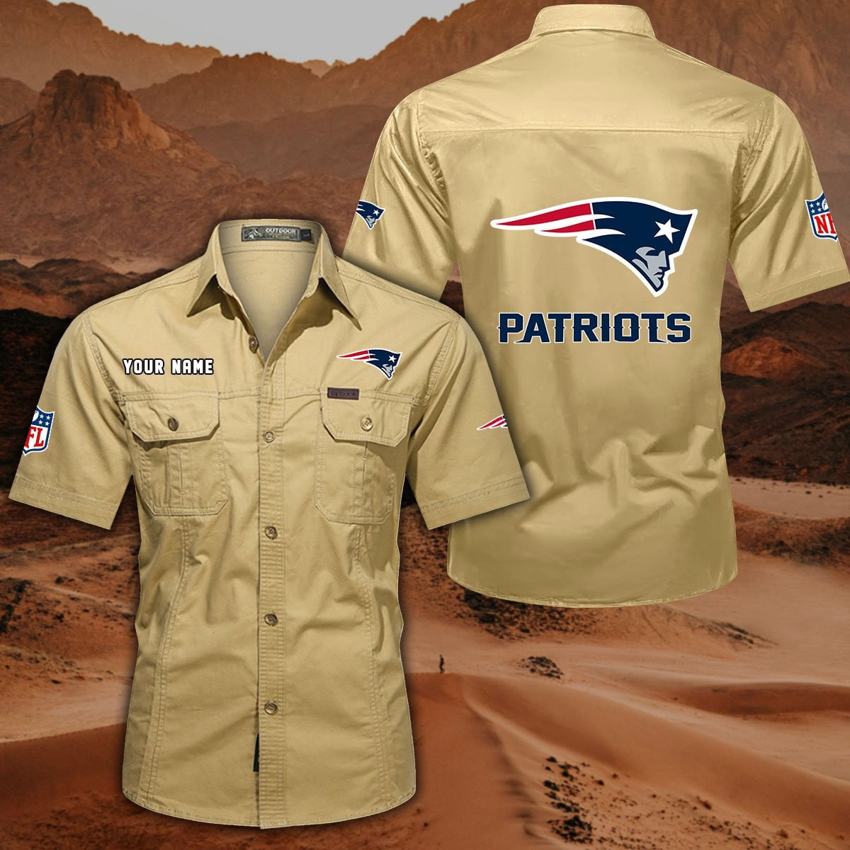 SPECIAL EDITION - NEW CUSTOMIZED NFL27 NEP NEW ENGLAND PATRIOTS MUTICOLOR MEN'S CARGO SHIRT