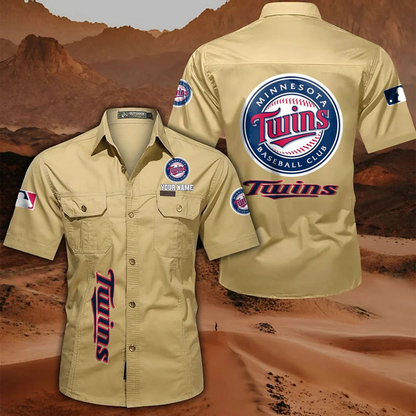 LIMITED EDITION - NEW CUSTOMIZED MLB22 MTS MINNESOTA TWINS MEN'S CARGO SHIRT