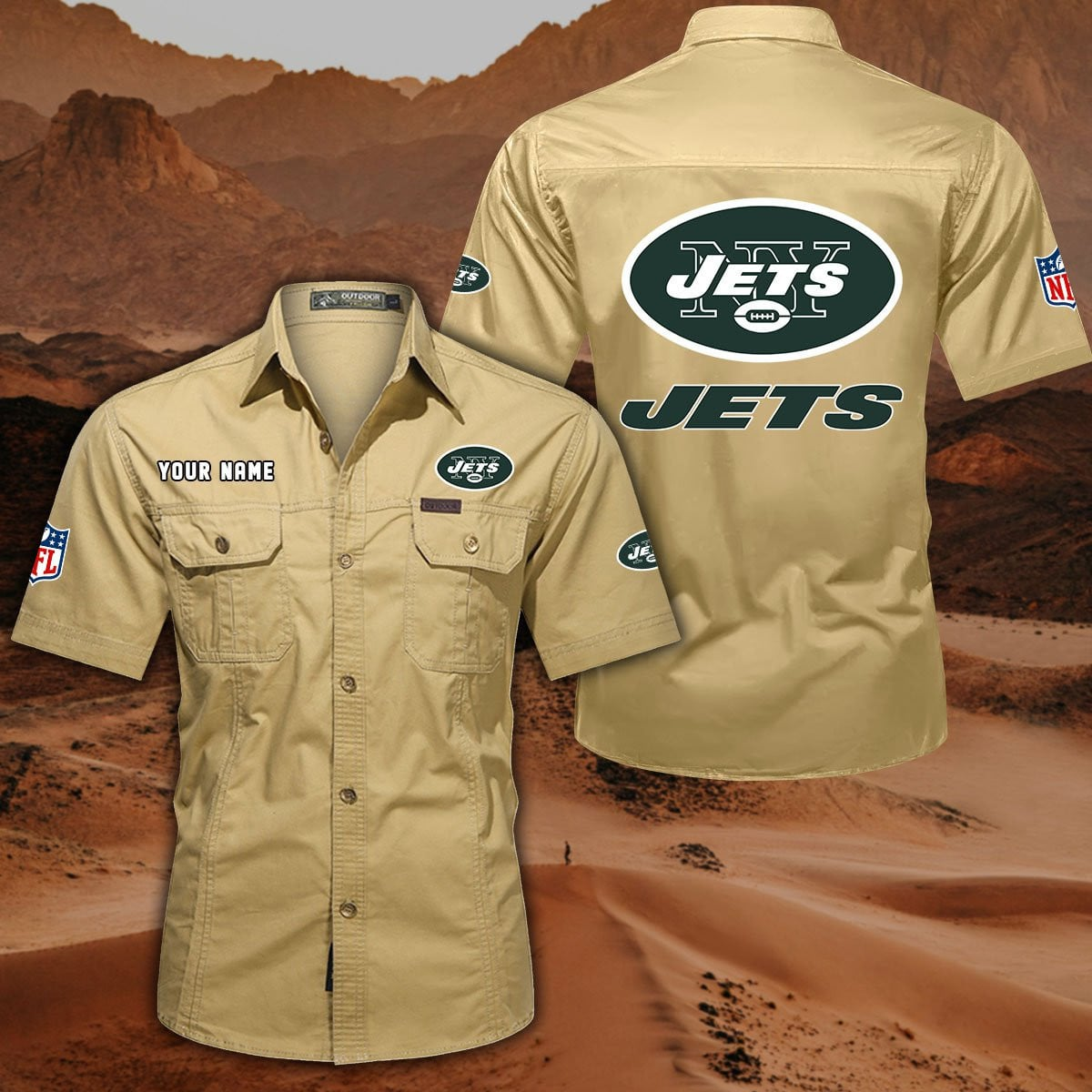SPECIAL EDITION - NEW CUSTOMIZED NFL25 NYJ NEW YORK JETS MUTICOLOR MEN'S CARGO SHIRT