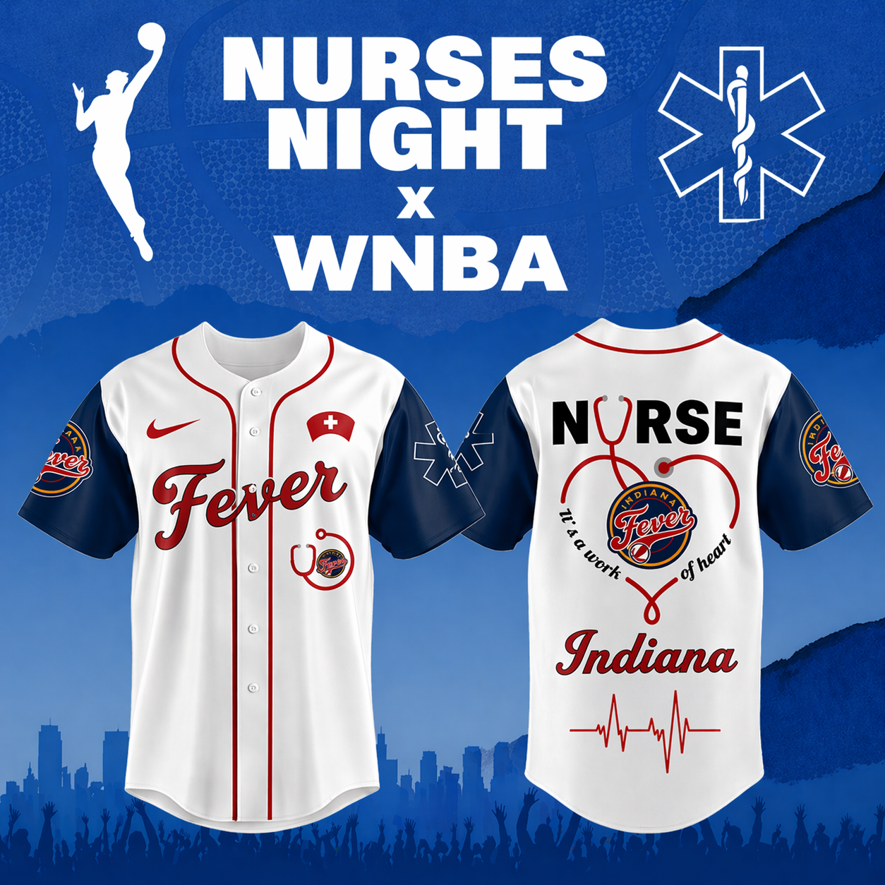 TOP SELLING - NEW CUSTOMIZED WNBA06 IDF IN FEVER x NURSES NIGHT BASEBALL JERSEY