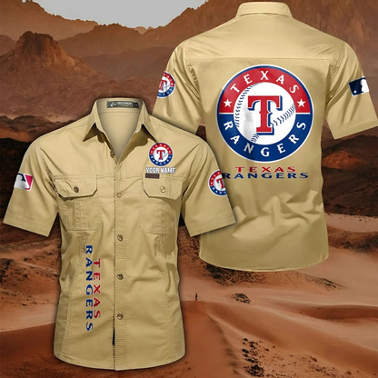 LIMITED EDITION - NEW CUSTOMIZED MLB08 TRS TEXAS RANGERS MEN'S CARGO SHIRT