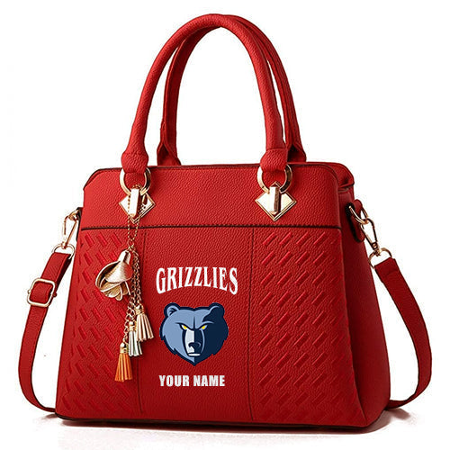 LIMITED EDITION - NEW CUSTOMIZED NBA13 MGR MEMPHIS GRIZZLIES ZIP HANDBAG MULTICOLOR