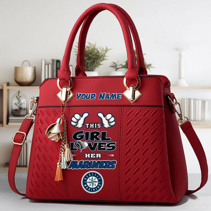 LIMITED EDITION - NEW CUSTOMIZED MLB14 SMS SEATTLE MARINERS ZIP HANDBAG MULTICOLOR