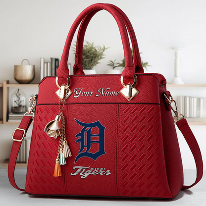LIMITED EDITION - NEW CUSTOMIZED MLB16 DTS DETROIT TIGERS ZIP HANDBAG MULTICOLOR