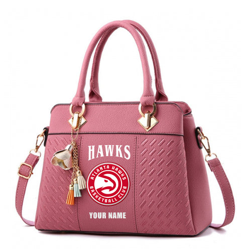 LIMITED EDITION - NEW CUSTOMIZED NBA17 AHA ATLANTA HAWKS ZIP HANDBAG MULTICOLOR
