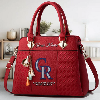 LIMITED EDITION - NEW CUSTOMIZED MLB30 COR COLORADO ROCKIES ZIP HANDBAG MULTICOLOR