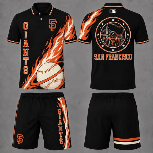 [FLASH SALE] NEW CUSTOMIZED MLB06 SFG SAN FRANCISCO GIANTS POLO SHIRT & SHORT PANTS SET