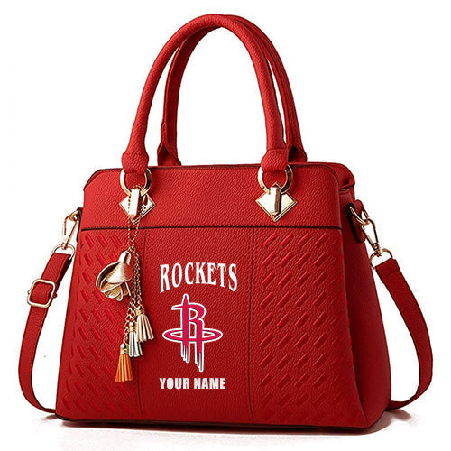 LIMITED EDITION - NEW CUSTOMIZED NBA07 HRO HOUSTON ROCKETS ZIP HANDBAG MULTICOLOR