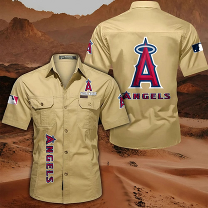 LIMITED EDITION - NEW CUSTOMIZED MLB27 LAA LOS ANGELES ANGELS  MEN'S CARGO SHIRT